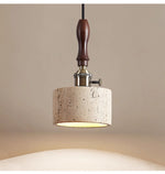 Heritage Stone Pendant Light in Travertine and Wood