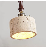 Heritage Stone Pendant Light in Travertine and Wood