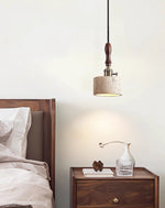 Heritage Stone Pendant Light in Travertine and Wood