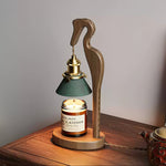 Walnut Heron Sculptural Table Lamp with Candle Warmer – Brass & Forest Green