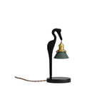 Walnut Heron Sculptural Table Lamp with Candle Warmer – Brass & Forest Green