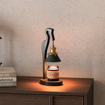 Walnut Heron Sculptural Table Lamp with Candle Warmer – Brass & Forest Green