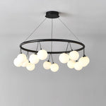 Heronia Modern Glass Chandelier with Black Metal Frame