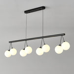 Heronia Modern Glass Chandelier with Black Metal Frame