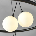Heronia Modern Glass Chandelier with Black Metal Frame