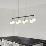 Heronia Modern Glass Chandelier with Black Metal Frame