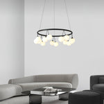 Heronia Modern Glass Chandelier with Black Metal Frame