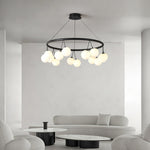 Heronia Modern Glass Chandelier with Black Metal Frame