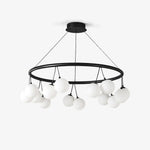 Heronia Modern Glass Chandelier with Black Metal Frame