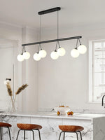 Heronia Modern Glass Chandelier with Black Metal Frame