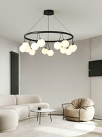 Heronia Modern Glass Chandelier with Black Metal Frame