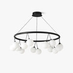 Heronia Modern Glass Chandelier with Black Metal Frame