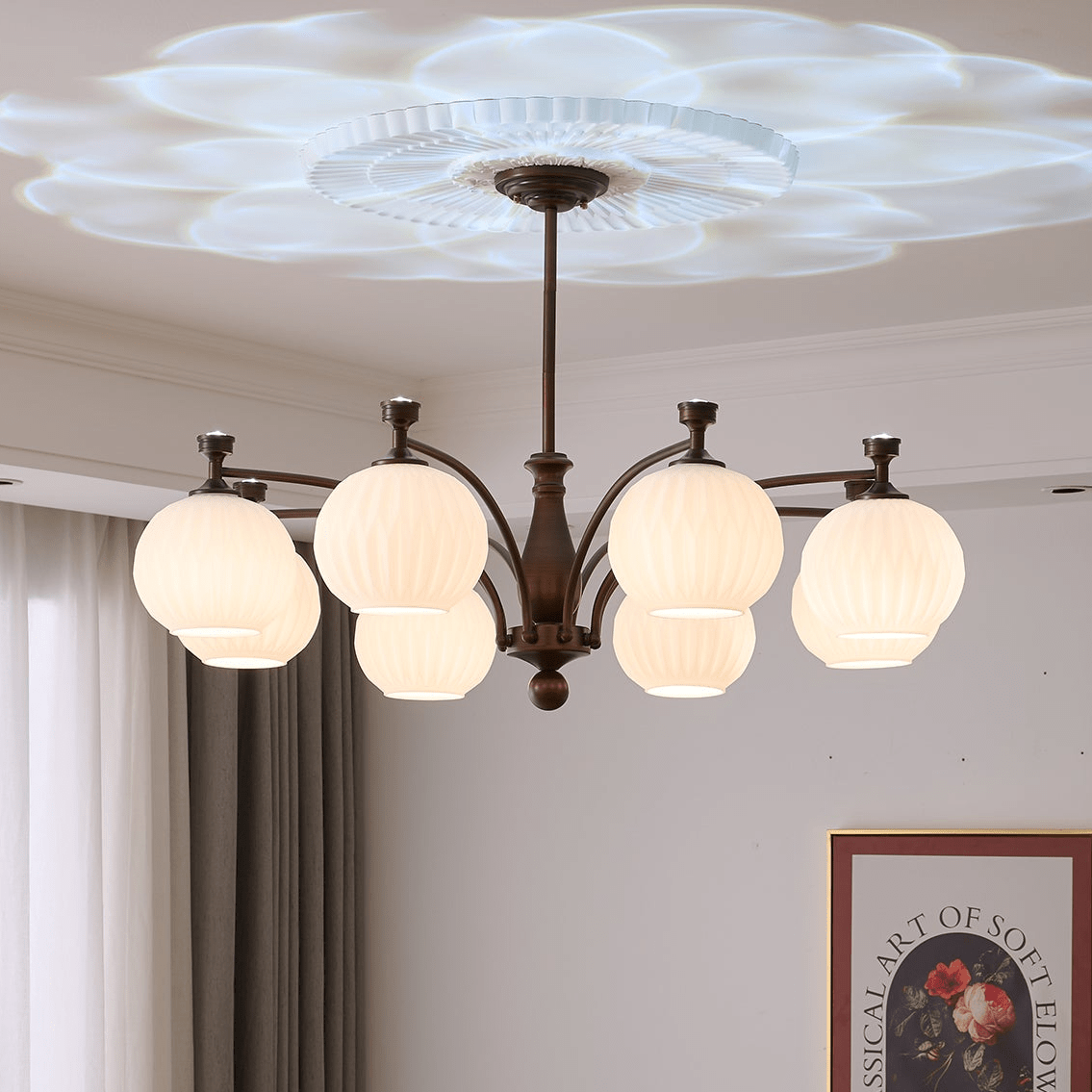 Hespera Orb Chandelier – Modern Glass & Bronze Pendant Light