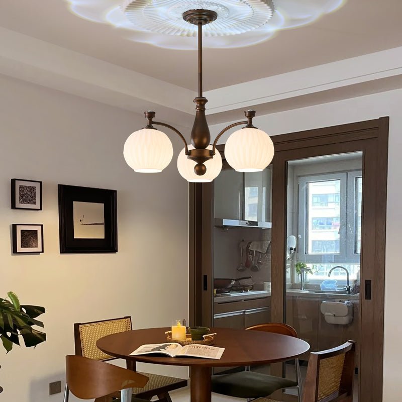Hespera Orb Chandelier – Modern Glass & Bronze Pendant Light