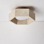 Hexa Core Travertine Ceiling Light – Modern Flush Mount for Living Spaces