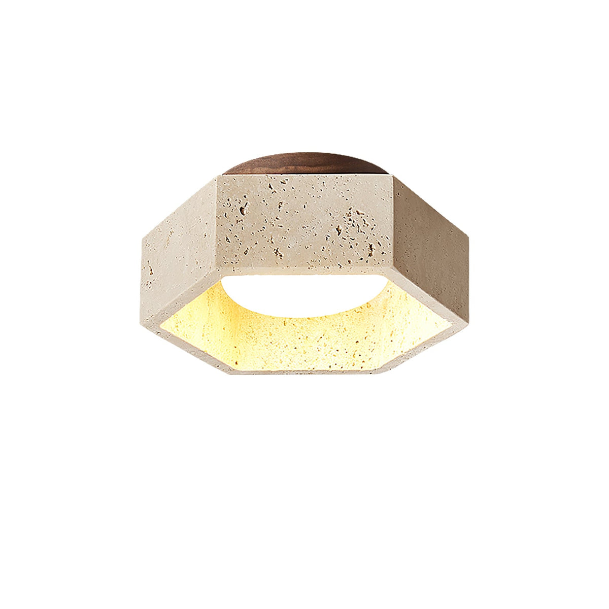 Hexa Core Travertine Ceiling Light – Modern Flush Mount for Living Spaces