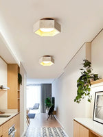 Hexa Core Travertine Ceiling Light – Modern Flush Mount for Living Spaces