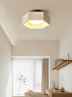 Hexa Core Travertine Ceiling Light – Modern Flush Mount for Living Spaces