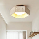Hexa Core Travertine Ceiling Light – Modern Flush Mount for Living Spaces