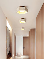 Hexa Core Travertine Ceiling Light – Modern Flush Mount for Living Spaces