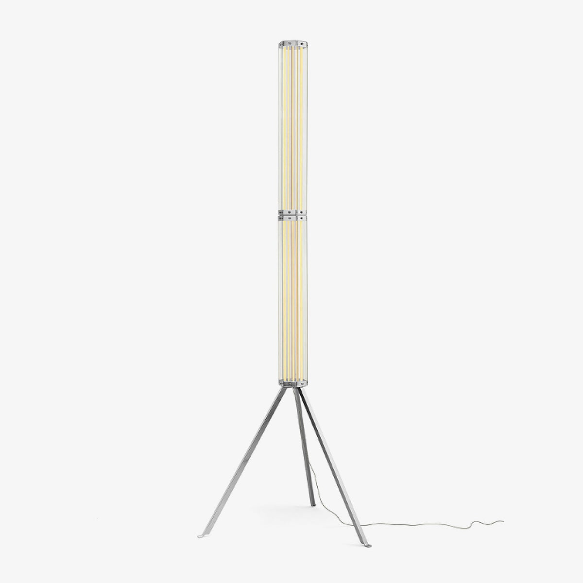 Hexagonal Glass Floor Lamp with Chrome Tripod Base