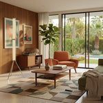 Hexagonal Glass Floor Lamp with Chrome Tripod Base