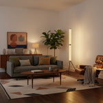 Hexagonal Glass Floor Lamp with Chrome Tripod Base