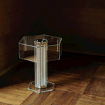 Hexagonal Glass Table Lamp with Integrated LED – Modern Minimalist Desk Lamp