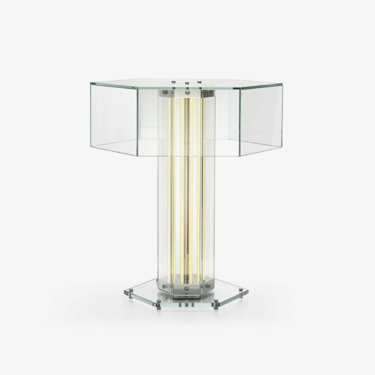 Hexagonal Glass Table Lamp with Integrated LED – Modern Minimalist Desk Lamp