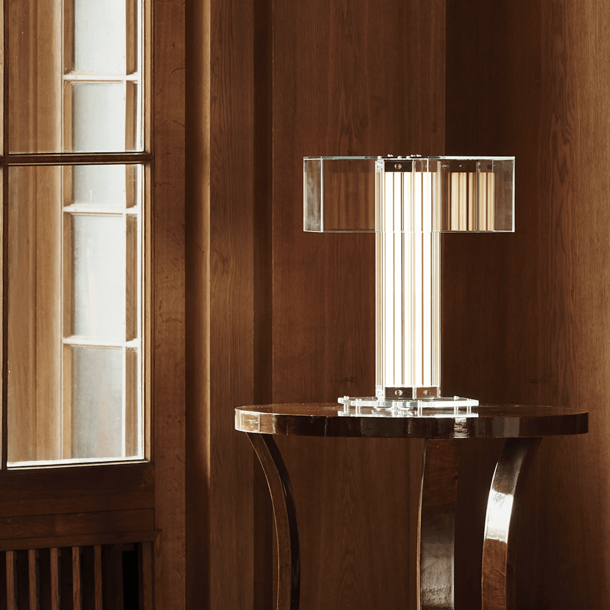Hexagonal Glass Table Lamp with Integrated LED – Modern Minimalist Desk Lamp