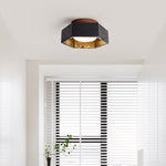 Hexarion Hexagonal Black Travertine Ceiling Light with Gold Interior