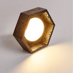 Hexarion Hexagonal Black Travertine Ceiling Light with Gold Interior