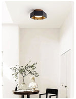 Hexarion Hexagonal Black Travertine Ceiling Light with Gold Interior