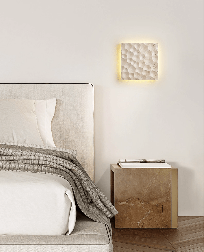 Hive Hexagonal Travertine Wall Sconce for Modern Interiors
