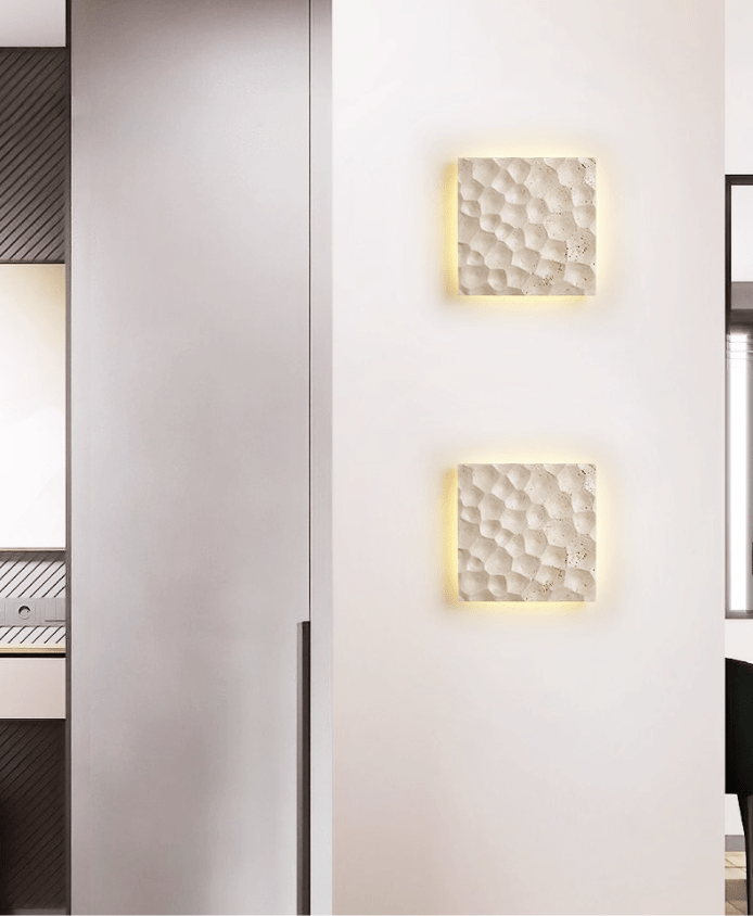 Hive Hexagonal Travertine Wall Sconce for Modern Interiors
