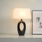 Hollow Oval Ceramic Table Lamp with Fabric Shade