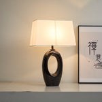 Hollow Oval Ceramic Table Lamp with Fabric Shade