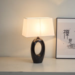 Hollow Oval Ceramic Table Lamp with Fabric Shade