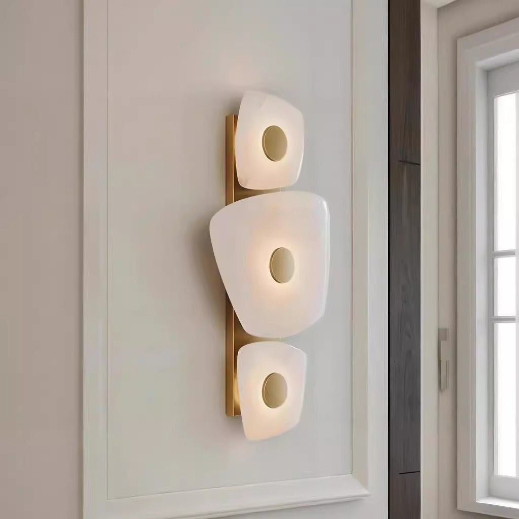 Holmdel Alabaster Wall Sconce in Aged Brass | Modern LED Wall Light
