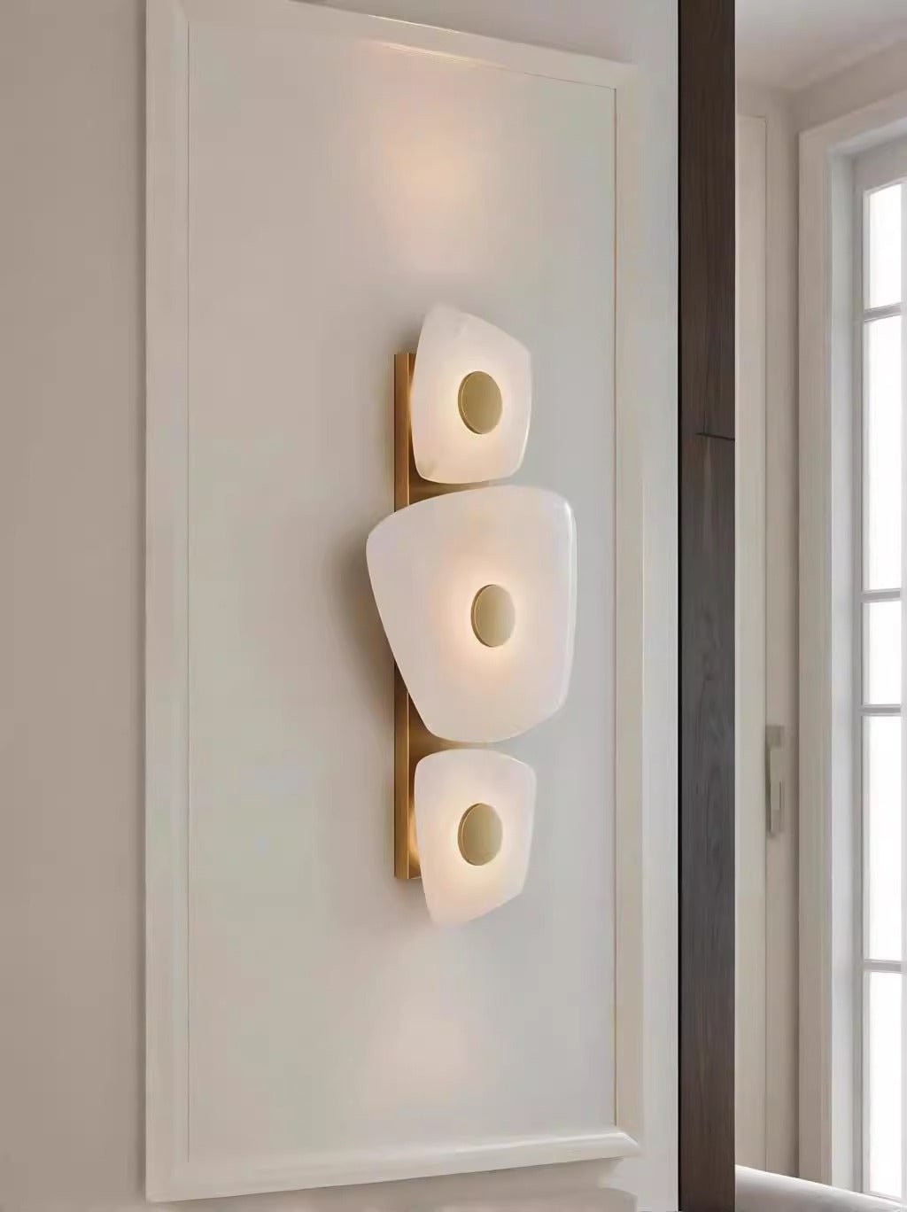 Holmdel Alabaster Wall Sconce in Aged Brass | Modern LED Wall Light