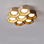 Honeycomb Travertine Ceiling Light – Natural Stone Flush Mount