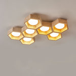 Honeycomb Travertine Ceiling Light – Natural Stone Flush Mount