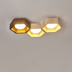 Honeycomb Travertine Ceiling Light – Natural Stone Flush Mount