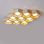 Honeycomb Travertine Ceiling Light – Natural Stone Flush Mount