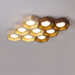 Honeycomb Travertine Ceiling Light – Natural Stone Flush Mount