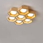 Honeycomb Travertine Ceiling Light – Natural Stone Flush Mount