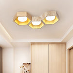 Honeycomb Travertine Ceiling Light – Natural Stone Flush Mount