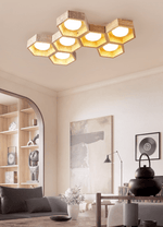 Honeycomb Travertine Ceiling Light – Natural Stone Flush Mount