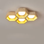 Honeycomb Travertine Ceiling Light – Natural Stone Flush Mount
