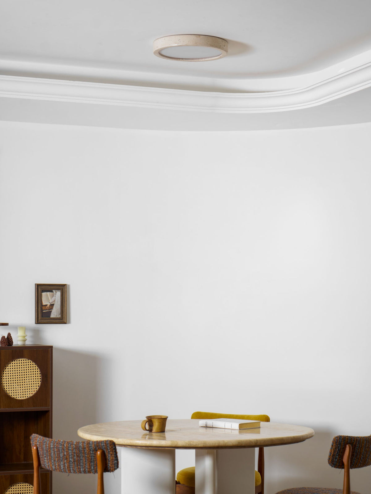Horizon Travertine Ceiling Light – Modern Minimalist Flush Mount